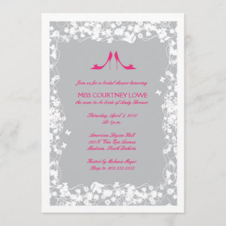 Heißes Rosa beschuht Brautparty-Einladung Einladung