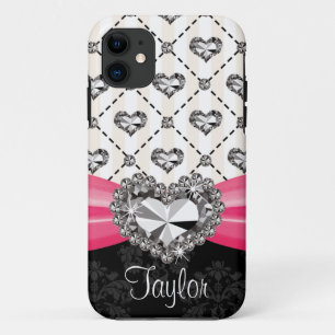 Heißes Rosa-Bogen-Diamant-Herz-diamante de Case-Mate iPhone Hülle