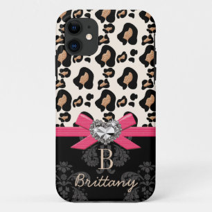 Heißes Rosa-Bogen-Herz-geformter Imitat Bling iPhone 11 Hülle