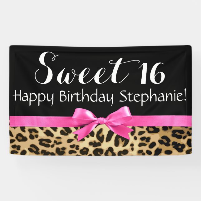 Heißes Rosa-Bogen-Leopard-Druck-Bonbon 16 Banner (Horizontal)