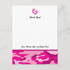 Heißes Rosa-Camouflage-Baby-Dusche danken Ihnen Dankeskarte