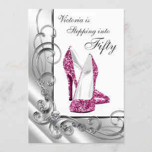 Heißes Rosa, das in ein 50 Geburtstags-Party tritt Einladung