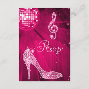 Heißes Rosa-Disco-Ball-Schein-Heels UAWG RSVP Karte