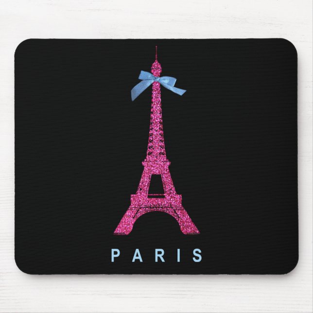 Heißes Rosa-Eiffel-Turm im Imitat-Glitter auf Mousepad (Vorne)