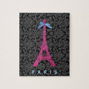 Heißes Rosa-Eiffel-Turm im Imitat-Glitter Puzzle