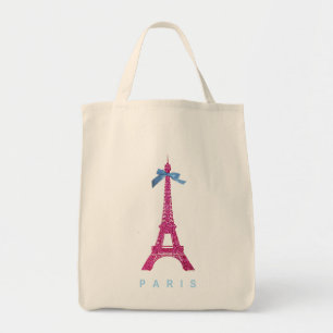 Heißes Rosa-Eiffel-Turm im Imitat-Glitter Tragetasche