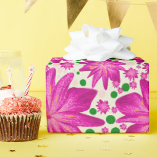 Heißes Rosa Florales Nahtloses Muster  Geschenkpapier