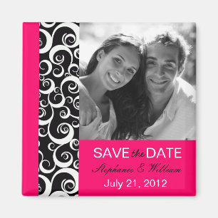 Heißes Rosa-Foto-Save the Date Magnet