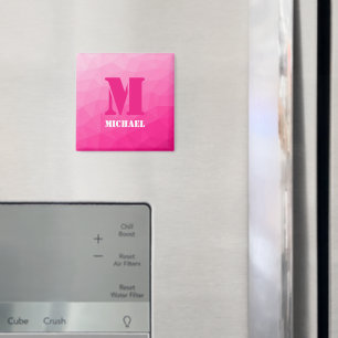 Heißes rosa geometrisches Mesh-Muster Monogramm Magnet