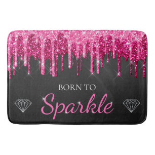 Heißes Rosa Glamour triefender Glitter Born To Fun Badematte