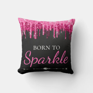 Heißes Rosa Glamour triefender Glitter Born To Fun Kissen