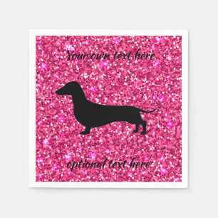 Heißes Rosa-Glitzer-Dackel-Papierservietten Serviette