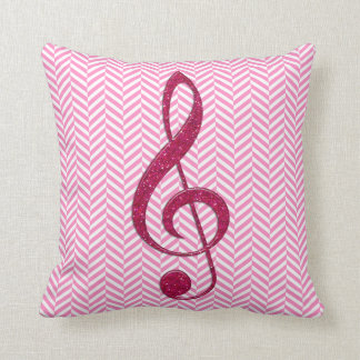 Heißes Rosa-Glitzerdreifacher Clef auf rosa Kissen