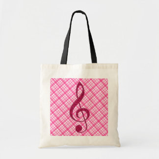 Heißes Rosa-Glitzerdreifacher Clef auf rosa Tragetasche