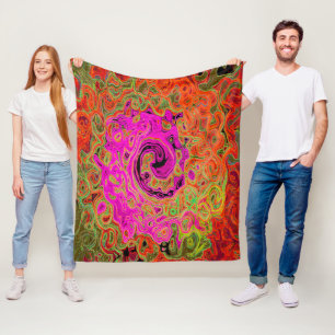 Heißes Rosa Groovy Abstrakter Retro Flüssigkeitswi Fleecedecke