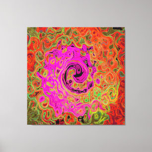 Heißes Rosa Groovy Abstrakter Retro Flüssigkeitswi Leinwanddruck