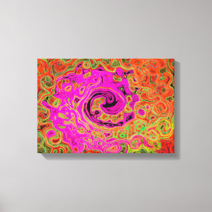 Heißes Rosa Groovy Abstrakter Retro Flüssigkeitswi Leinwanddruck