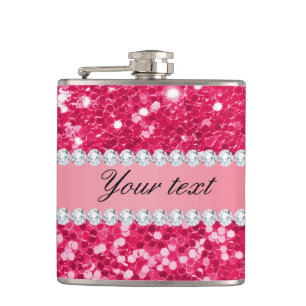 Heißes Rosa-großer Imitat-Glitzer mit Diamanten Flachmann