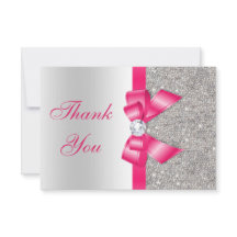 Heißes Rosa-Imitat-Bogen u. Diamanten danken Ihnen