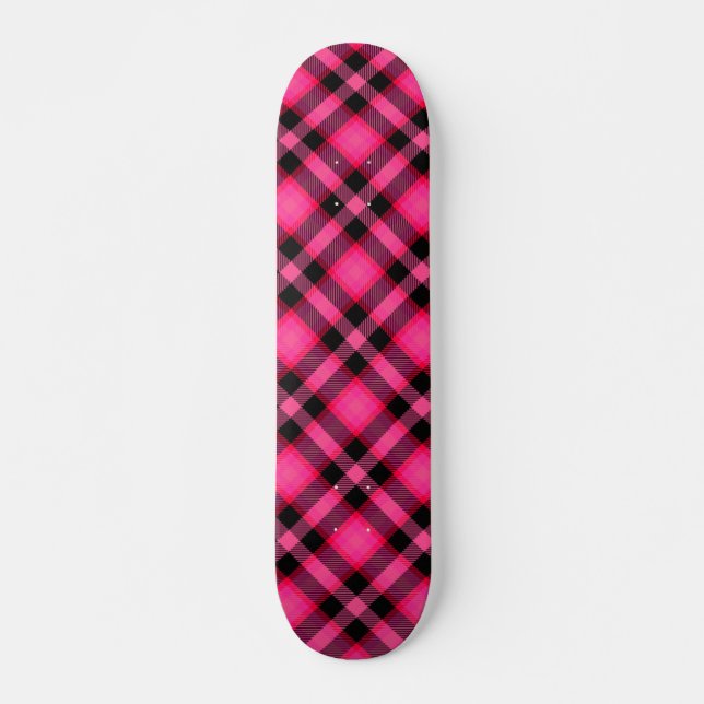 Heißes Rosa kariert, Punk- oder Preppy Skateboard (Vorne)