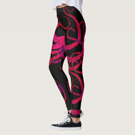Heißes Rosa-Kraken-Tentakeln auf Schwarzem - Leggings