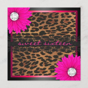 Heißes Rosa-Leopard 16. Geburtstag Einladung