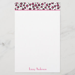 Heißes Rosa-Leopard-Druck-personalisiertes Briefpapier