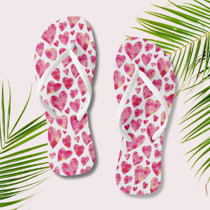 Heißes Rosa Liebesherz-Muster Flip Flops