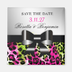Heißes Rosa-Limoner Leopard-Bogen des Chic-311 Magnet