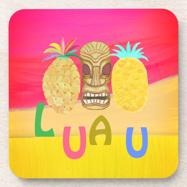 Heißes Rosa Luau Getränkeuntersetzer (Vorderseite)