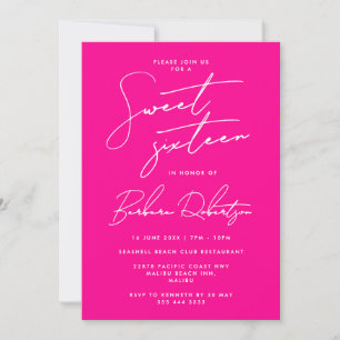 Heißes Rosa Minimalistischer Schrift Chic Sweet Si Einladung