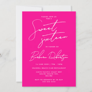 Heißes Rosa Minimalistischer Schrift Chic Sweet Si Einladung