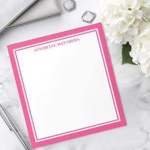 Heißes Rosa Minimalistisches Monogramm Notizblock