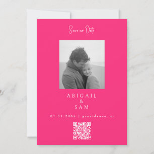Heißes Rosa Moderne Einfachheit S/W-Foto Save The Date