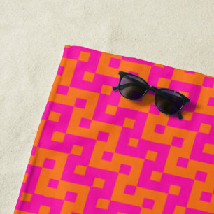 Heißes Rosa, orange islamisches Mosaik-Zickzack Strandtuch