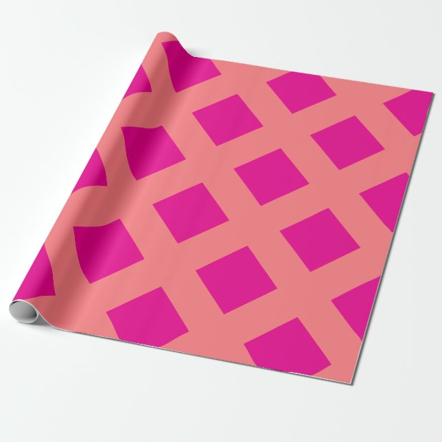 Heißes Rosa Orange Karomuster Boho Bunt  Geschenkpapier (Ungerollt)