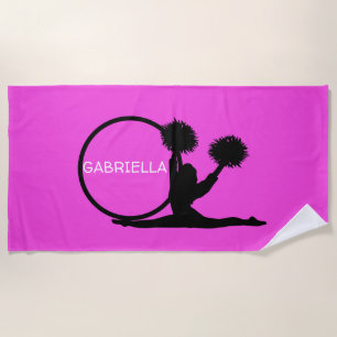Heißes Rosa-personalisierte Silhouette-Cheerleader Strandtuch