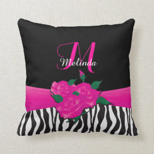 Heißes Rosa-Rosezebra-Tier-Streifen Kissen