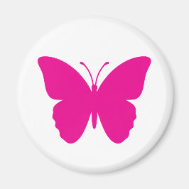 Heißes Rosa-Schmetterlingsdesign rund Magnet