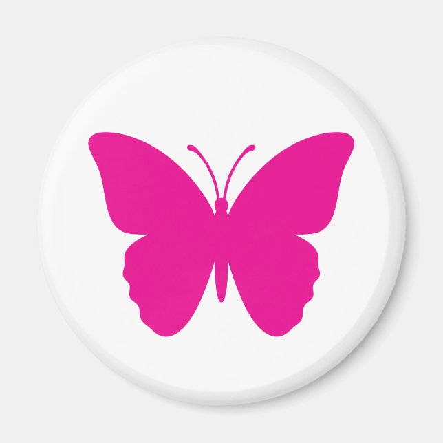 Heißes Rosa-Schmetterlingsdesign rund Magnet (Vorne)
