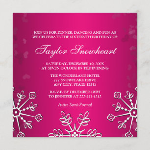 HEISSES ROSA-SCHNEEFLOCKE-16. EINLADUNG