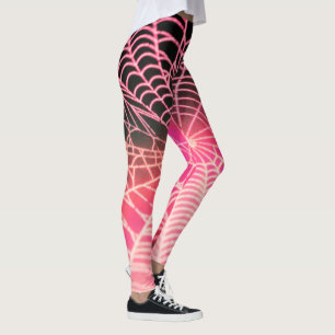 Heißes Rosa Schwarzes Gruseliges Spukhaftes Spinne Leggings