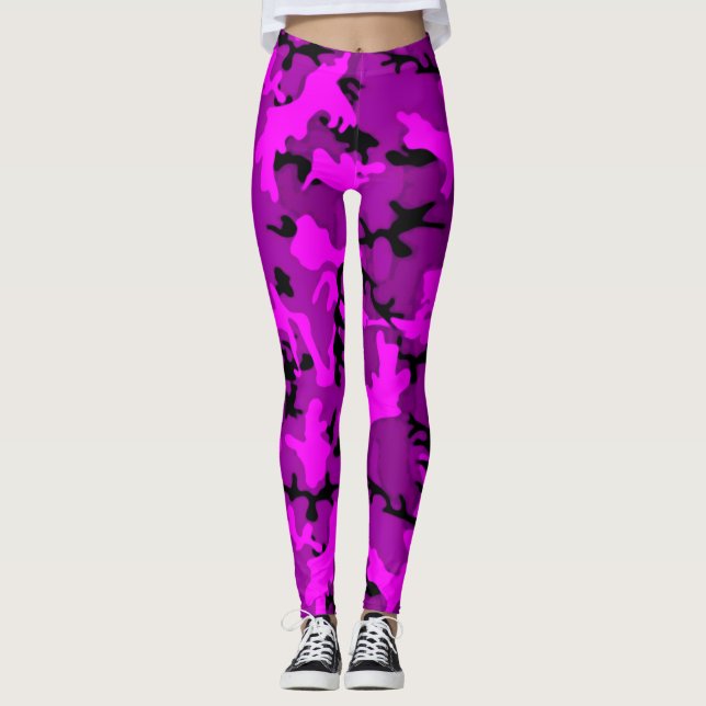 Heißes Rosa u. lila Camouflage-Leggings des Leggings (Vorderseite)