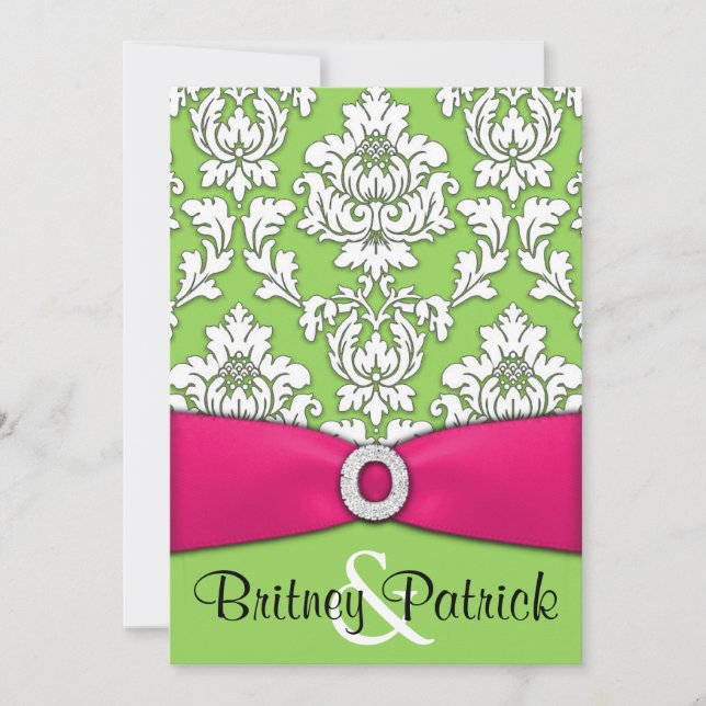 Heißes Rosa u. Limone grüne Einladung (Vorderseite)