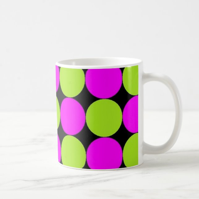 Heißes Rosa u. Limone grüne Polka-Punkte Tasse (Rechts)