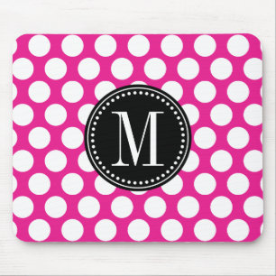 Heißes Rosa u. schwarze große Polka-Punkte mit Mousepad