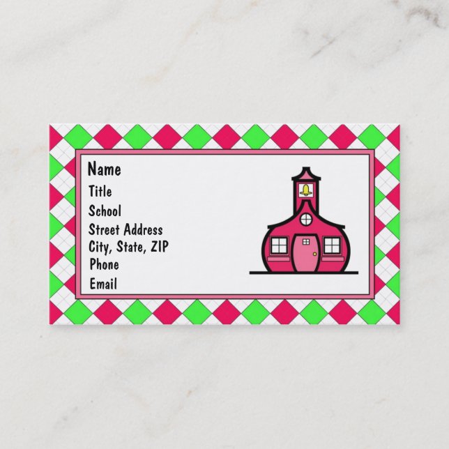 Heißes Rosa und Limone grüne Raute Visitenkarte (Vorderseite)