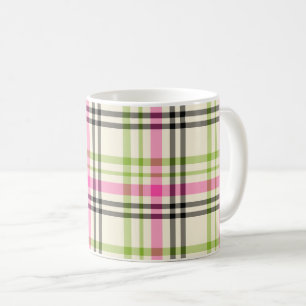 Heißes Rosa und Limones grünes Vintages karierte Tasse