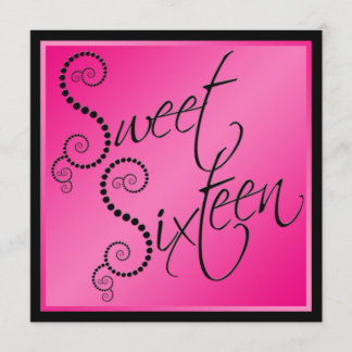 Heißes Rosa-und Schwarz-Perlen-16. Einladung