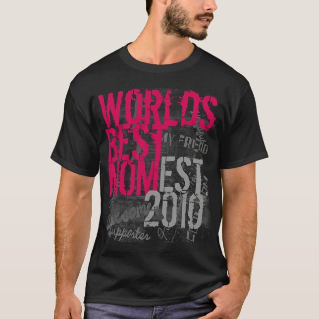 Heißes Rosa-und Schwarz-Weltbester Mama-T - Shirt (Vorderseite)